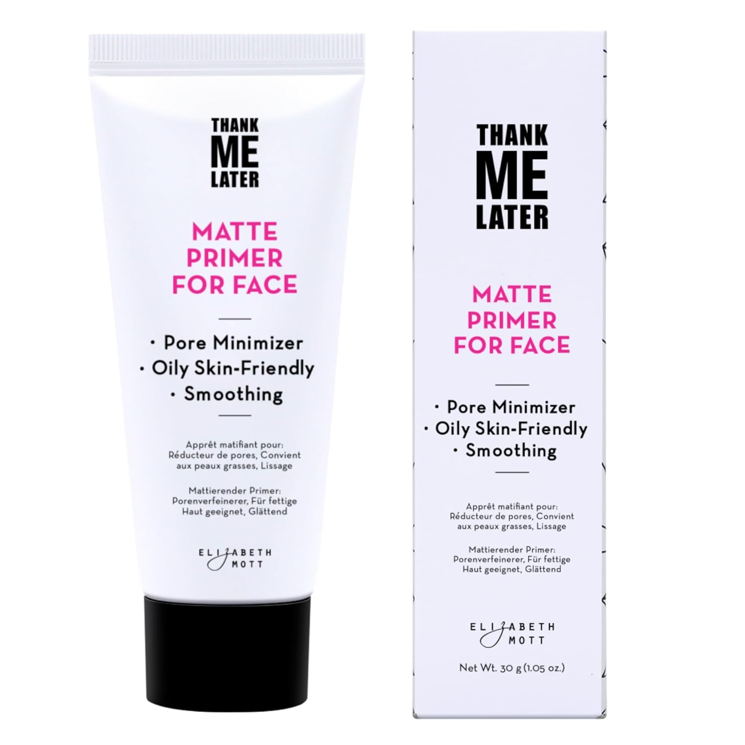 Elizabeth Mott Thank Me Later Face Primer - Mattifying Makeup Base Primer for Shine and Oil Control - Pore Minimizer, Smooths Wrinkles and Fine Lines – Long-Lasting Makeup Gripping Formula, 30g