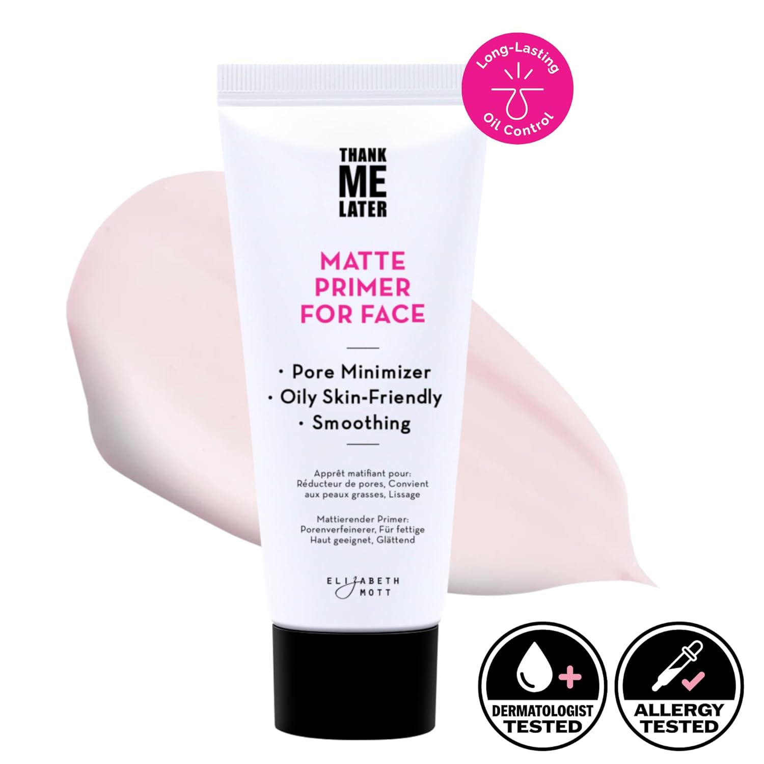 Elizabeth Mott Thank Me Later Face Primer - Mattifying Makeup Base Primer for Shine and Oil Control - Pore Minimizer, Smooths Wrinkles and Fine Lines – Long-Lasting Makeup Gripping Formula, 30g