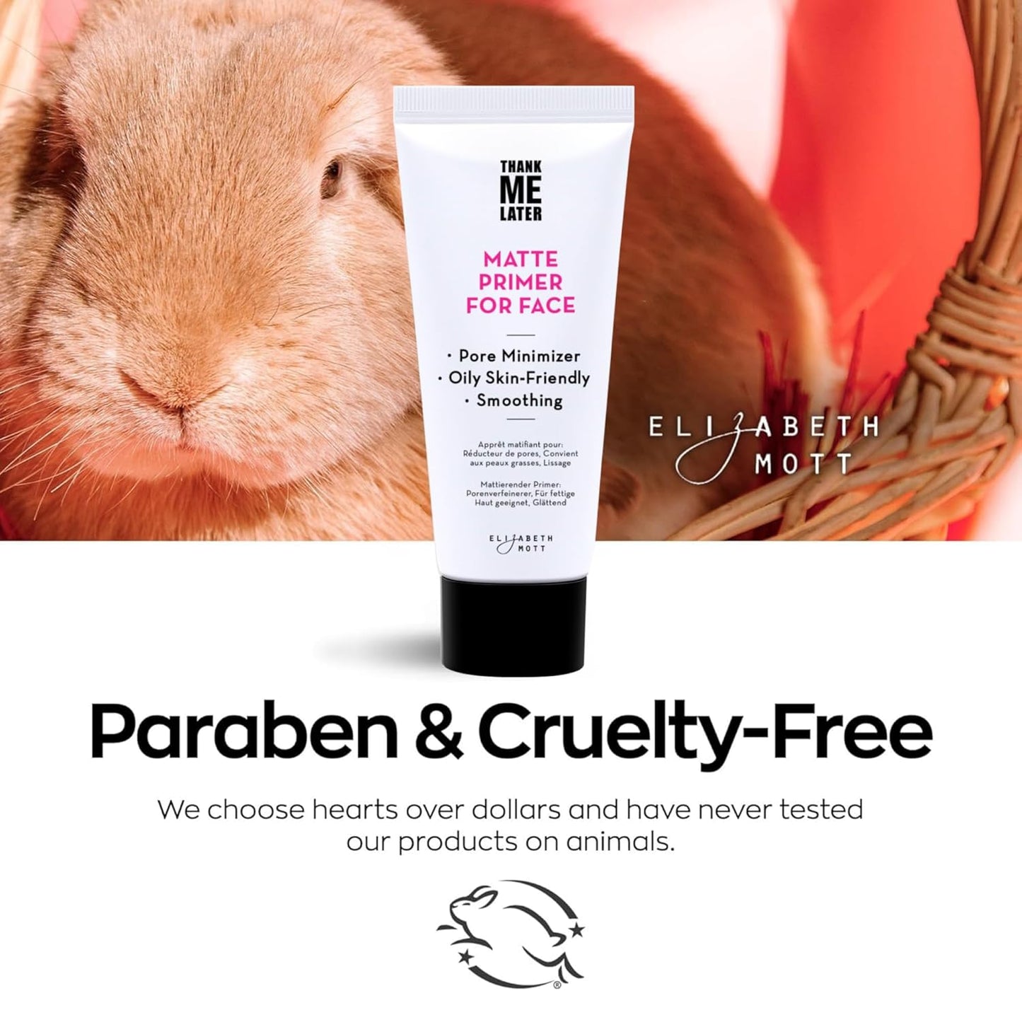 Elizabeth Mott Thank Me Later Face Primer - Mattifying Makeup Base Primer for Shine and Oil Control - Pore Minimizer, Smooths Wrinkles and Fine Lines – Long-Lasting Makeup Gripping Formula, 30g