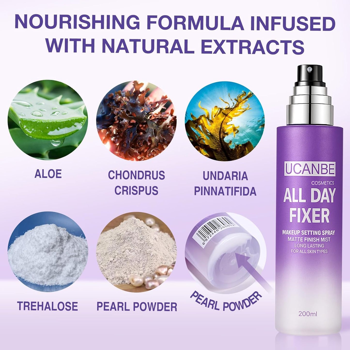 UCANBE Makeup Setting Spray - Matte Finishing Spray Long Lasting Face Mist, Oil Control Lightweight Hydrate Make Up Spray, 6.7 Fl Oz Large Size