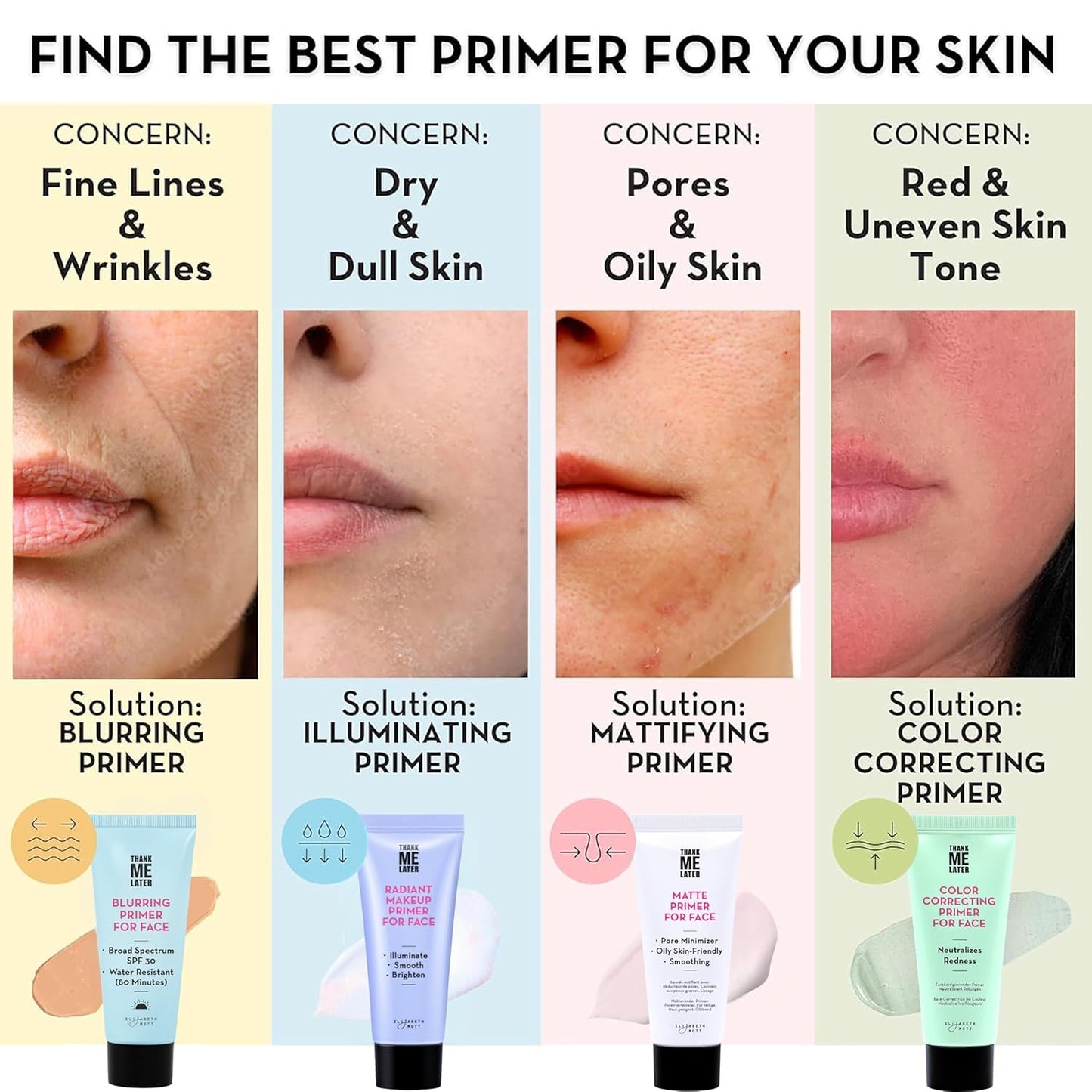 Elizabeth Mott Thank Me Later Face Primer - Mattifying Makeup Base Primer for Shine and Oil Control - Pore Minimizer, Smooths Wrinkles and Fine Lines – Long-Lasting Makeup Gripping Formula, 30g