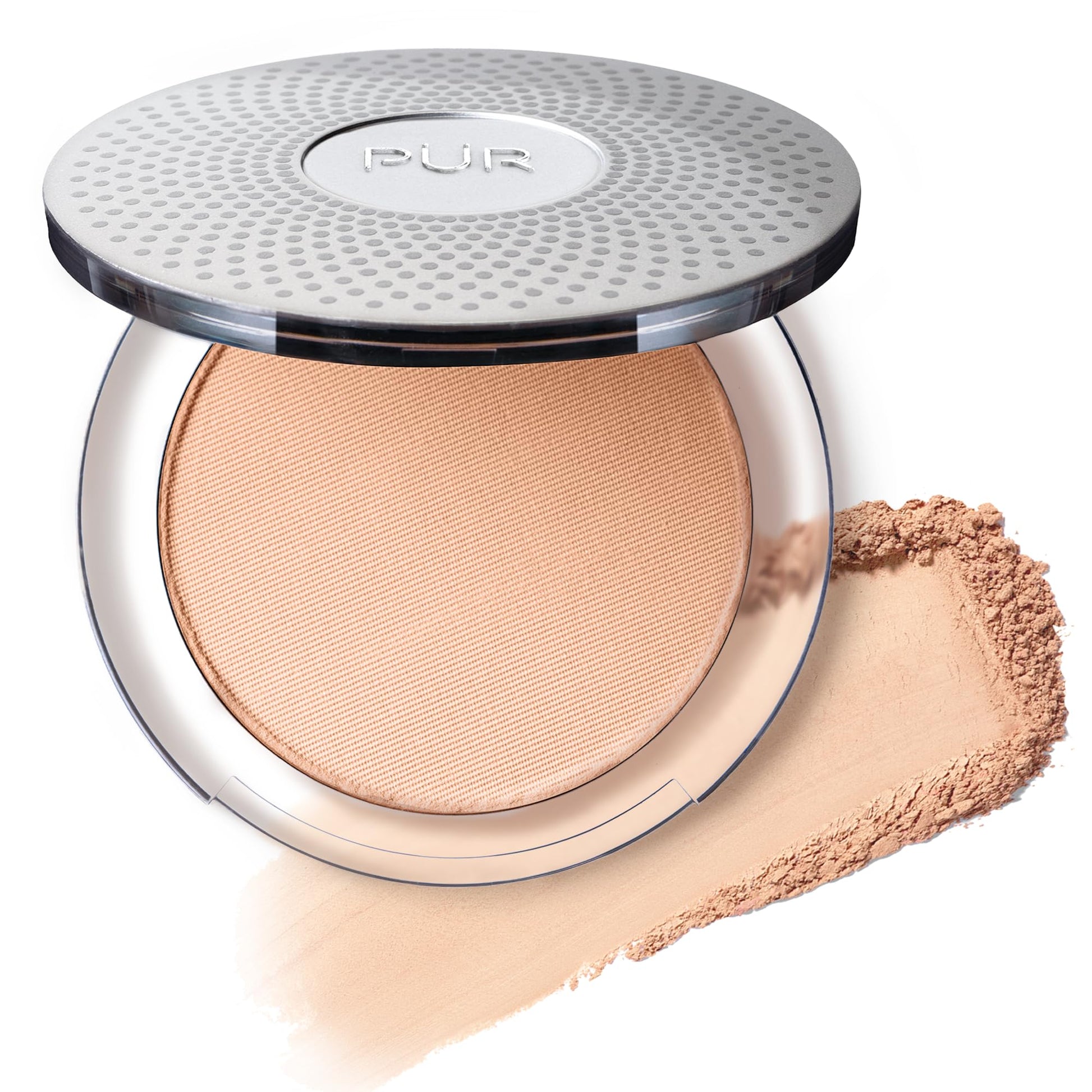 PÜR MINERALS 4-in-1 Pressed Mineral Makeup Powder Foundation with SPF 15 - Concealer & Finishing Compact Pressed Powder for Face - Buildable Medium to Full Coverage Foundation Powder